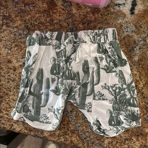 Kate Quinn Cactus Print Shorts in Green and White